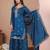 Teal sequins embroidered vichitra silk stitched salwar kameez