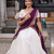 Off-White & Purple  Half Saree Set with Contrast Zari Border and Unstitched Blouse Piece