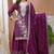 Wine multi thread and sequins embroidered chinon stitched salwar kameez
