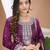 Wine multi thread and sequins embroidered chinon stitched salwar kameez