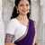 South Indian Traditional Half Saree in Off-White & Deep Violet Blue