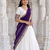 South Indian Traditional Half Saree in Off-White & Deep Violet Blue