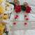 subh labh, artificial velvet flower with white beads hanging for home decoration (pack of 2)