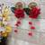 subh labh, artificial velvet flower with white beads hanging for home decoration (pack of 2)