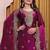 Wine sequence embroidered and boring work fendy silk stitched salwar kameez