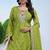 Parrot-green coding sequins embroidered chinon stitched salwar kameez