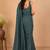 women   s turquoise designer embroidered blouse party wear & festive saree