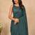 women   s turquoise designer embroidered blouse party wear & festive saree