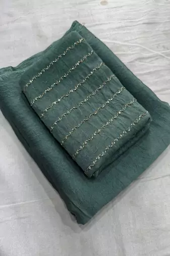 women   s turquoise designer embroidered blouse party wear & festive saree
