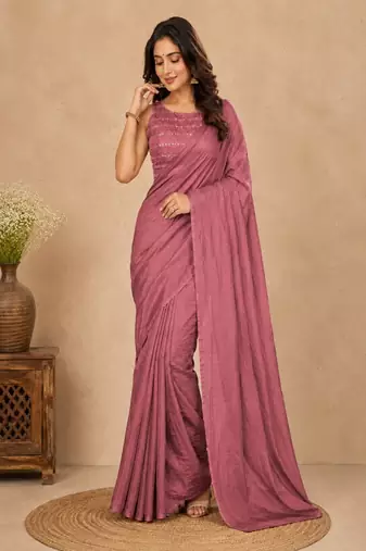 women   s peach designer embroidered blouse party wear & festive saree