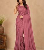 women   s peach designer embroidered blouse party wear & festive saree