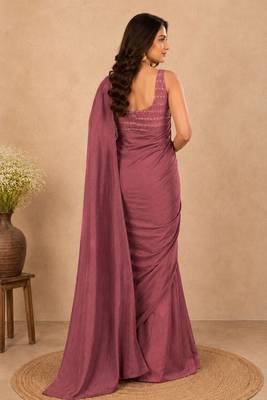 women   s peach designer embroidered blouse party wear & festive saree 2