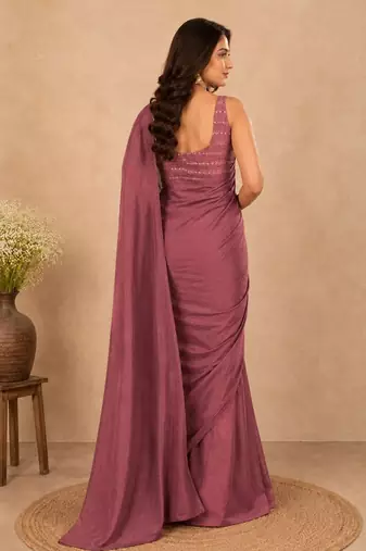women   s peach designer embroidered blouse party wear & festive saree