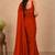 women   s rust designer embroidered blouse party wear & festive saree