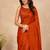 women   s rust designer embroidered blouse party wear & festive saree