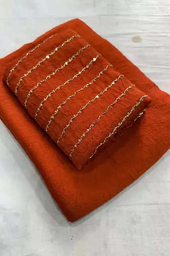 women   s rust designer embroidered blouse party wear & festive saree