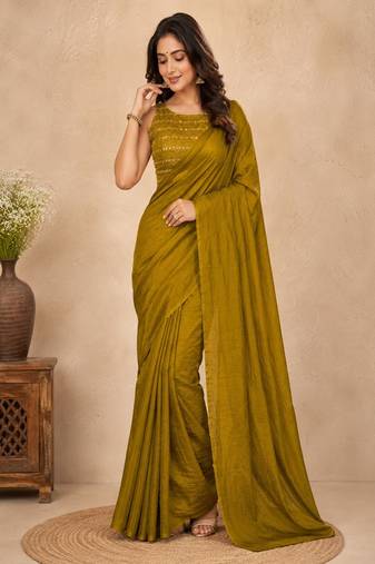 women   s mehendi designer embroidered blouse party wear & festive saree