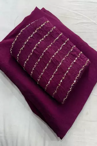 women   s dark_purple designer embroidered blouse party wear & festive saree