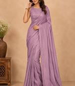 women   s lavender designer embroidered blouse party wear & festive saree