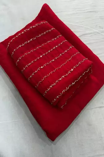 women   s red designer embroidered blouse party wear & festive saree