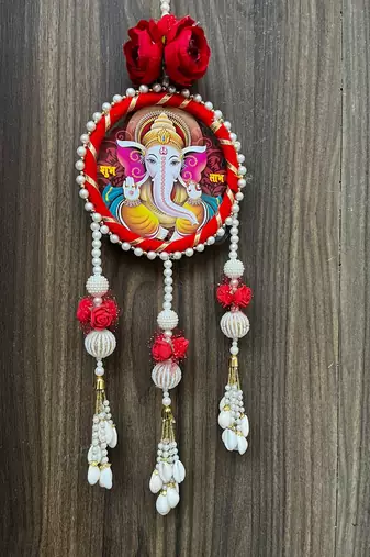 mdf ganesh ji latkan & moti chudi hanging for diwali decoration for home decoration (pack of 2)