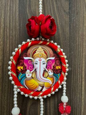 mdf ganesh ji latkan & moti chudi hanging for diwali decoration for home decoration (pack of 2) 3
