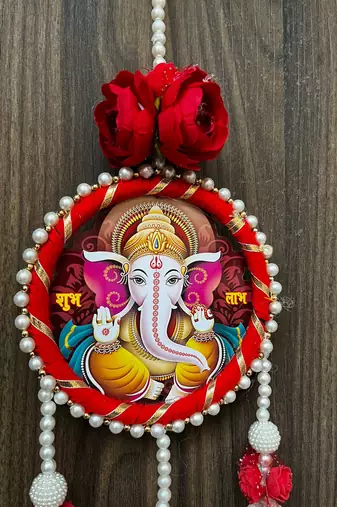 mdf ganesh ji latkan & moti chudi hanging for diwali decoration for home decoration (pack of 2)