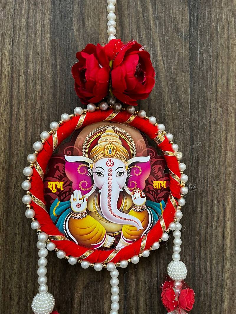 mdf ganesh ji latkan & moti chudi hanging for diwali decoration for home decoration (pack of 2)
