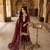 Maroon silk blend readymade suit with embroidery & sequence work