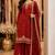 Maroon embroidered velvet kurta palazzo set with dupatta