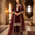 Maroon silk blend readymade suit with embroidery & sequence work