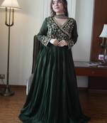 Mehendi vichitra readymade anarkali suit with embroidery & beads work