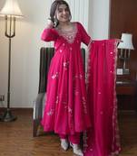 Rani georgette readymade anarkali suit with embroidery & sequence work