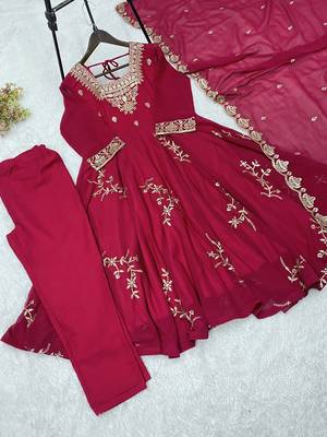 Rani georgette readymade anarkali suit with embroidery & sequence work 3
