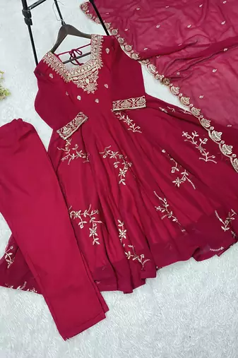 Rani georgette readymade anarkali suit with embroidery & sequence work
