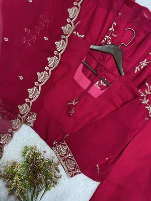 Rani georgette readymade anarkali suit with embroidery & sequence work 4