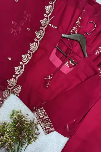 Rani georgette readymade anarkali suit with embroidery & sequence work