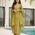 Olive chinon readymade suit with zari & thread embroidered work