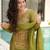 Olive chinon readymade suit with zari & thread embroidered work