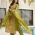Olive chinon readymade suit with zari & thread embroidered work