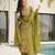 Olive chinon readymade suit with zari & thread embroidered work