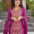 Purple chinon readymade suit with zari & thread embroidered work