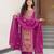Purple chinon readymade suit with zari & thread embroidered work