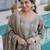 Grey chinon readymade suit with zari & thread embroidered work