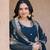 Teal georgette readymade anarkali suit with embroidery & sequence work