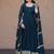 Teal georgette readymade anarkali suit with embroidery & sequence work