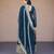 Teal georgette readymade anarkali suit with embroidery & sequence work