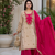 rani pink color beautiful embroidery and sequins work cotton kurti palazzo set