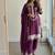 Purple rayon readymade suit with embroidery & thread work