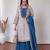 blue color beautiful embroidery and sequins work cotton kurti palazzo set